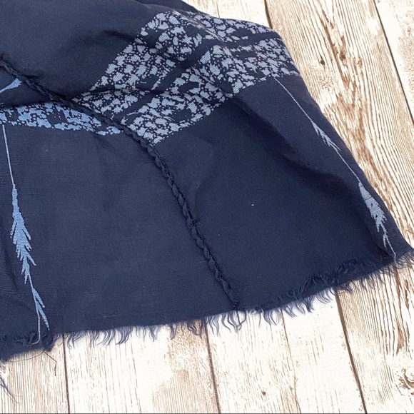 Vintage Christian Dior Navy Printed Raw Hem Scarf - Picture 9 of 10